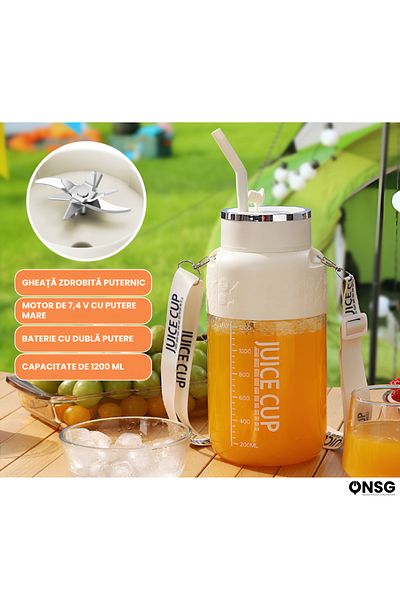 ONSG Portable Electric Juicer Wireless, Juicer Cup, Multifunctional, Abs, Capacity 1200ml
