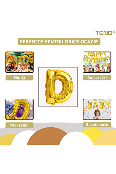 Teno Gold Letter D Foil Balloon