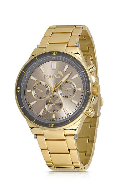 Polo Air Classic Metal Case Men's Wristwatch Gold Color Pl-0994E6X