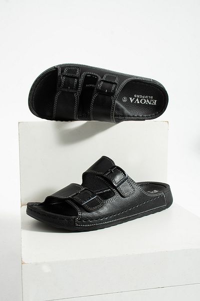 Enova Birrbazaar Men's Leather (Artificial) Orthopedic Comfortable Sole Stitched Stylish Home Out Men's Slippers