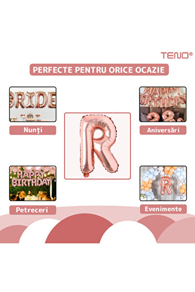 Teno Gold Rose Letter R Foil Balloon