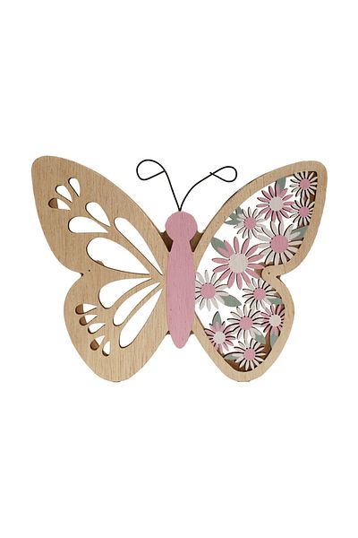 Generic Pink Butterfly Wooden Sculpture (Dimensions: 15cm*2.2cm*12cm) – A touch of elegance and joy to your home decor