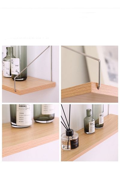 Old_Feller 3-Piece Wooden Floating Shelves with Metal Brackets - Wall Mounted Book Shelf
