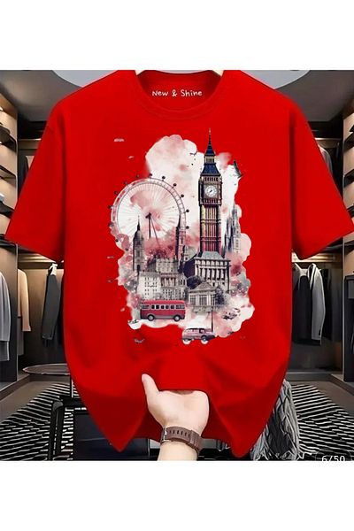 New Shine 1 T-Shirt Is a Gift for Purchases of 6 or More in the Cart - Landscape London Printed Oversize T-Shirt