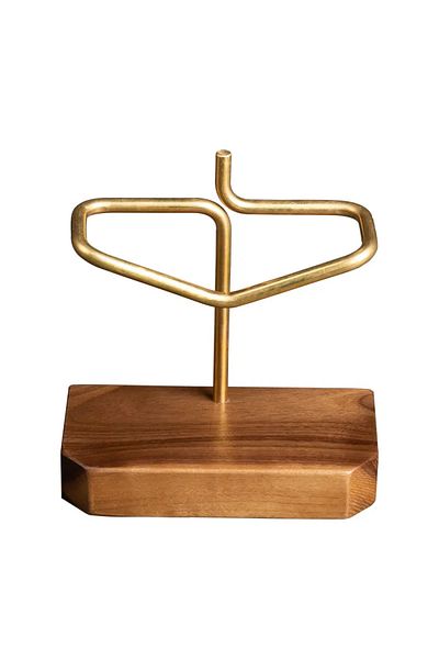 Generic Brass and Wood Coffee Filter Holder, Medium Brown