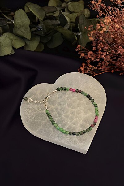 Dünya Doğal Taş Ruby Zoist Taşı Bileklik (Anyolit)
