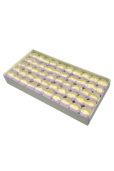 Teno Set 50 de Trandafiri din Sapun Teno®, flori cu aspect natural, mov/crem
