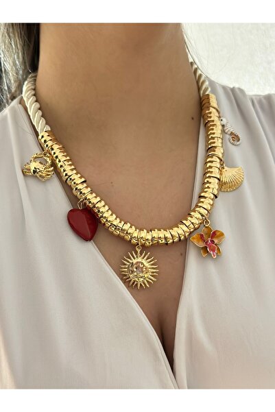 MyladyAccessoriess Charm Detaylı Renkli Zincir Kolye