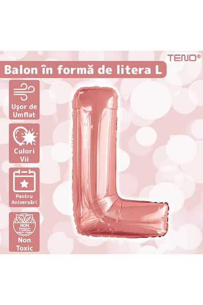 Teno Balloon in the shape of the letter L Teno®, foil, rose gold, 40 cm