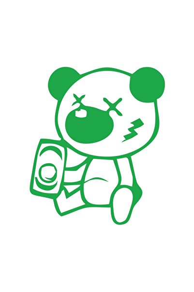 Reysa Tasarım ملصق الباندا السكران 17x17 سم أخضر