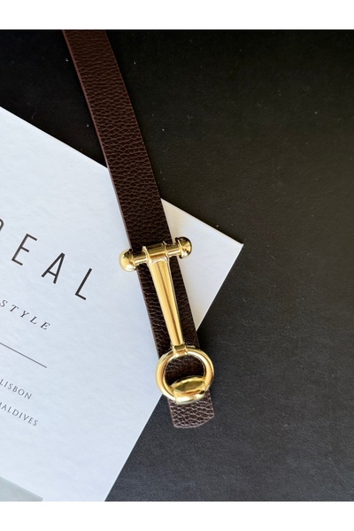 TABA BUTİK حزام نسائي بتصميم ذهبي ومشبك مفصل