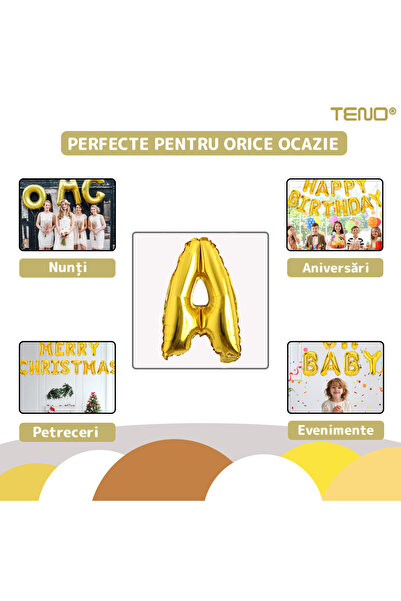 Teno Gold Letter A Foil Balloon