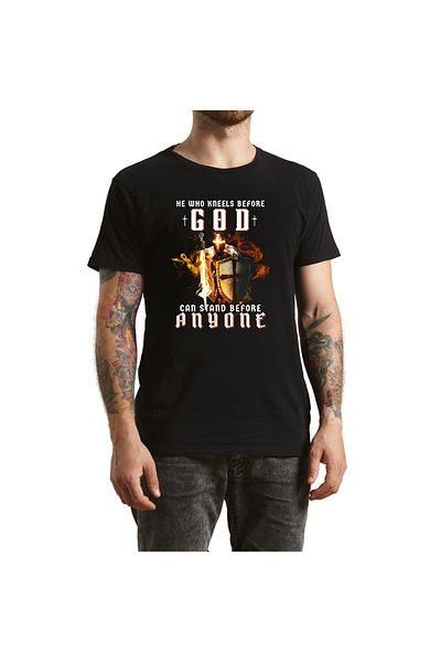 OEM Tricou FaithWear Negru Religios cu mesaj cu credinta, barbati Warrior, marimea L