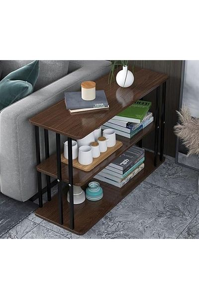 Generic Three Layer Sofa Side Table, Modern Nordic Style Coffee Table with Marble Table Top, Suitable