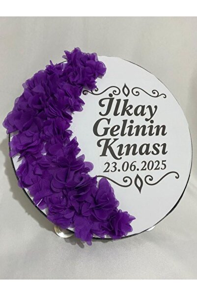 ARHEDİYELİK Gelin Tefi 30cm, İsim ve Tarih Yazılı Yarım Ay Şeklinde Tasarlanm...