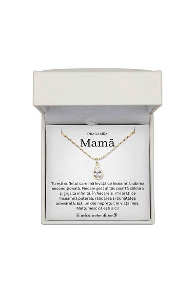 The Jewel Heart Colier Cadou pentru Mama – Eternal Love, Argint 925 Placat cu Aur, Cutie Cu Lumină