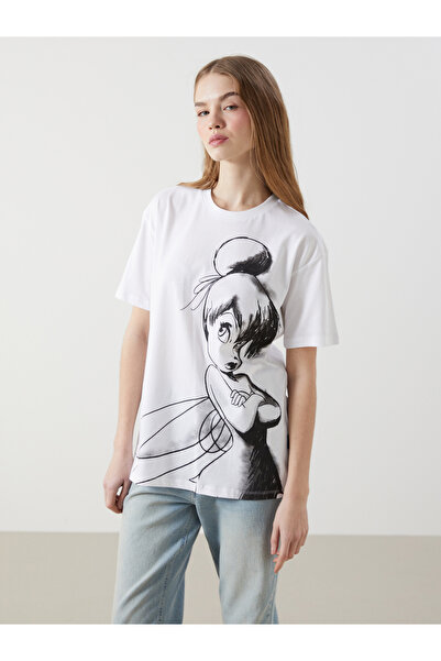 LC Waikiki guler rotund Tricou Tinker Bell cu imprimeu pentru femei