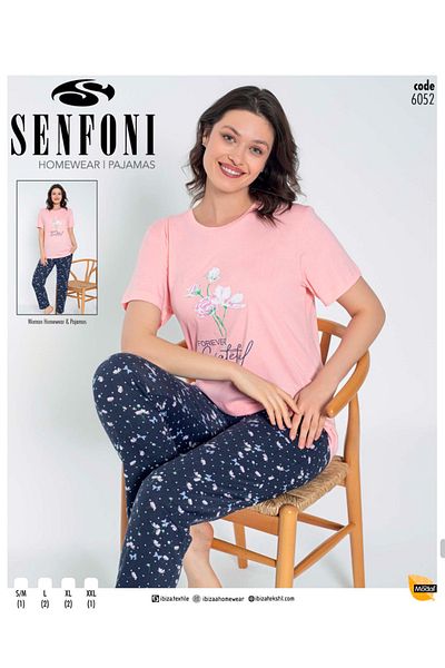 5.MEVSİM Symphony Rose Patterned 100% Cotton Short Sleeve Pajama Set