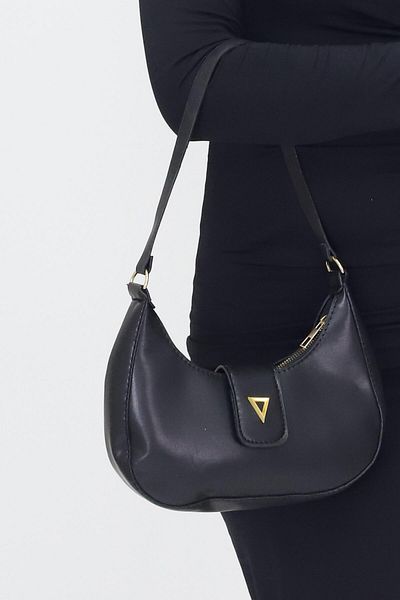 Weynes Black Women's Oval Triangle Patterned Hand & Shoulder Bag Wsb5026