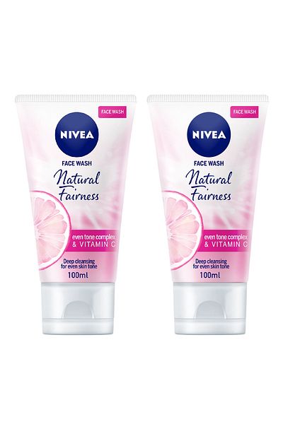 NIVEA Natural Glow Cleansing Face Wash, Vitamin C & E, Even Skin Tone, 100ml, Pack of 2