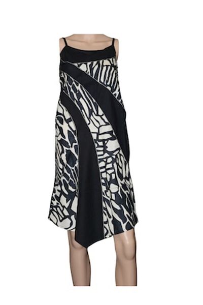 H.H.G. Dress, H.H.G, thin material, summer, adjustable straps, Black with white, L