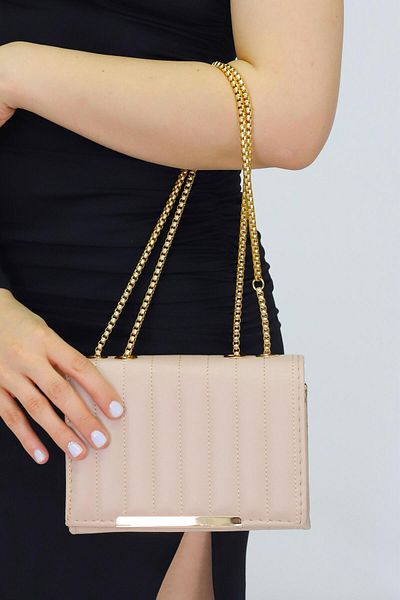 Weynes Cream Women's Chain Hand & Shoulder Bag Wsb5022