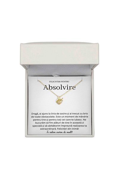 The Jewel Heart Colier Pentru Ziua Absolvirii – Pentru Fiică, Argint 925 Placat Cu Aur 14K, Cutie Cu LED