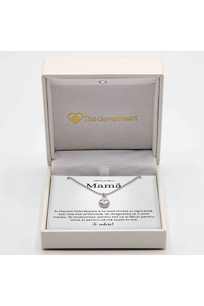 The Jewel Heart Necklace With Message for Mom – Eternal Love Model, 925 Silver