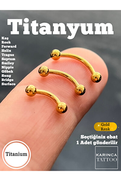 Karınca Piercing Gold Altın Rengi Titanyum Kulak Piercing Kaş Helix Conch Smiley Tragus Septum Daith Surface Rook