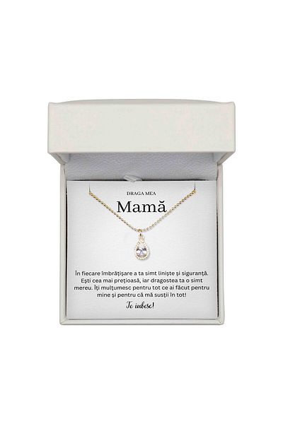 The Jewel Heart Colier Cu Mesaj pentru Mama – Eternal Love, Argint Placat cu Aur 14K