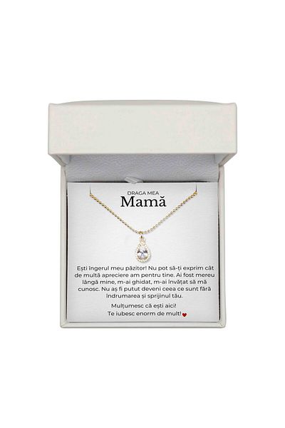 The Jewel Heart Colier pentru Mama – Model Eternal Love, Argint 925 cu Aur 14K, Ambalaj Premium
