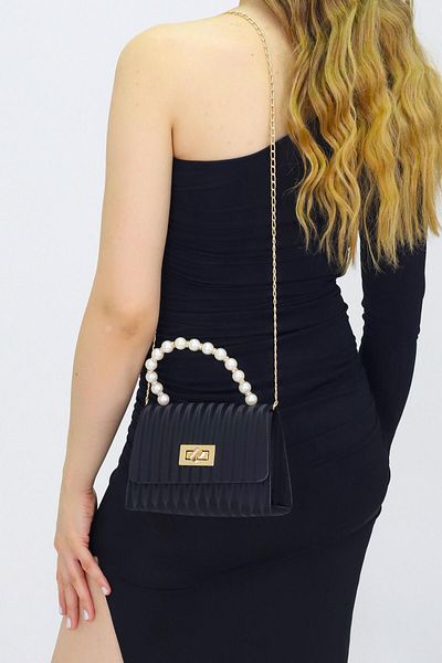 Weynes Black Women's Bead Design Hand & Shoulder Bag Wsb5020