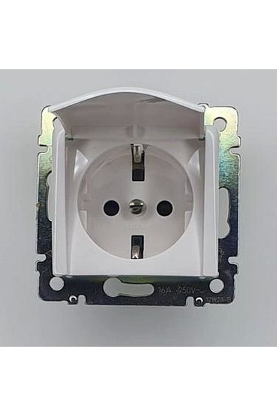AC BOX White cap grounded socket frameless - compatible frame for socket and switch