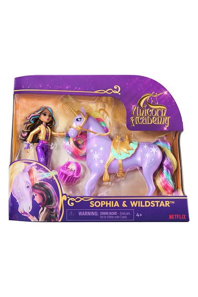 Spin Masters UNICORN ACADEMY SOPHIA AND WILDSTAR SET WITH RIDING ACCESSORIES
