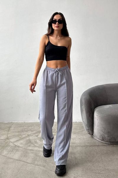 Balenbi Women's Elastic Waist Palazzo Summer Linen Trousers 1094