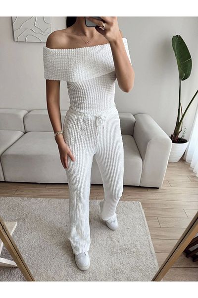 Zoom Butik Madonna Collar Double Suit - White