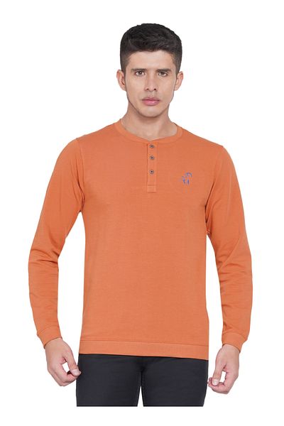 LAUREN SMITH Men’s Lycra Looper Buttoned T-Shirt–Full Sleeve Cotton Elastane Blend