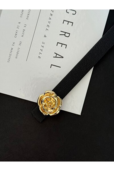 TABA BUTİK حزام نسائي بإبزيم وردي ذهبي