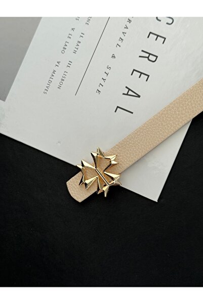 TABA BUTİK Золотий ремінь з деталями для жінок