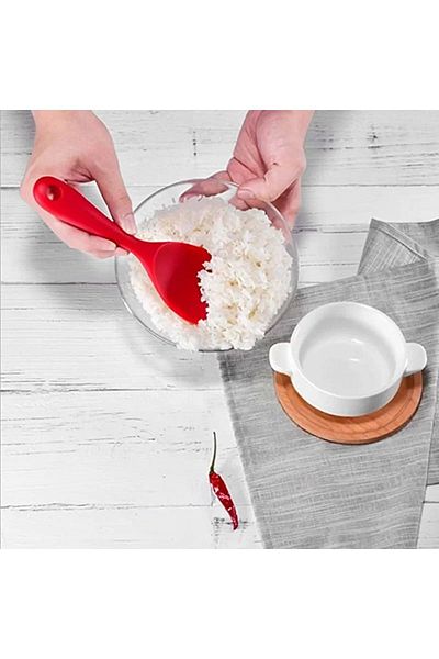 cephome güvenilir alışverişin adresi Silicone Wide Rice Spoon (22.5cm) Red