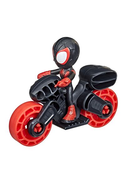 Hasbro SPIDERMAN SET MOTORCYCLE AND MILES MORALES SPIDER MAN FIGURINE 6CM