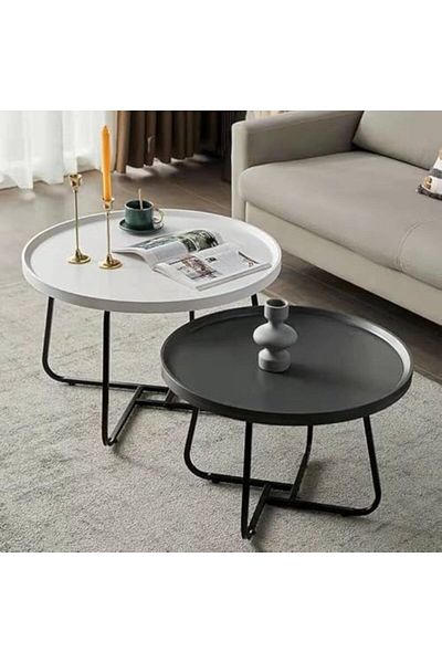 Generic Nesting Tables Set of 3 Pieces, Round Coffee table, Ceramics Glass Top, Strong Gold Metal Frame for