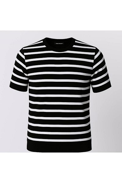 trender Striped O Neck Black Men's T-Shirt 103-4017