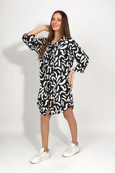 Betimoda Women's Woven Viscose Casual Casual Shirt Collar Dress