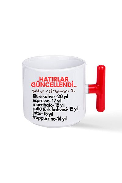 NACARLAR 6 Printed Coffee Cups with Red t Handles