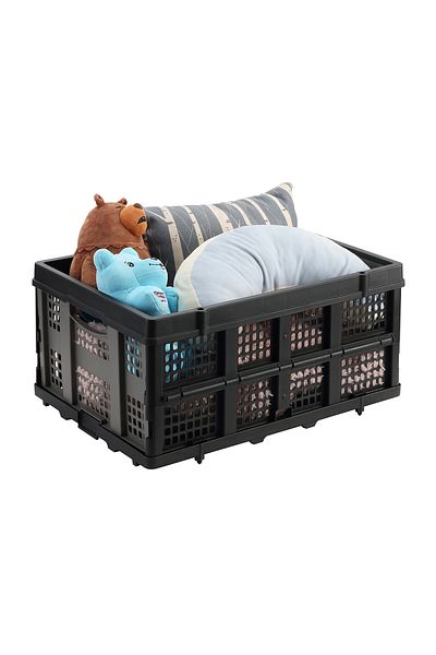 Lawazim 56×40×26 cm Foldable Crate – Ventilated Plastic Storage 20 kg Capacity & Ergonomic Handles