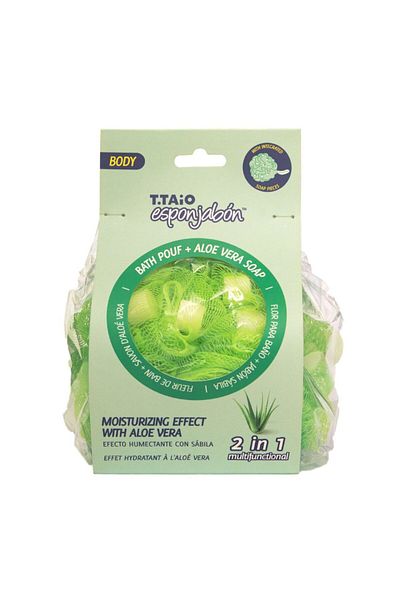 Esponjabon 2 in 1 Shower Sponge with exfoliating mesh and built-in soap, with Aloe Vera, Esponjabon, 1 pc.