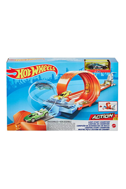mattel HOT WHEELS FAST CIRCUIT WITH STUNT LAUNCHER AND EXCLUSIVE CAR