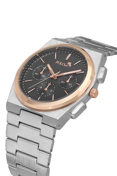 Polo Air Sports Men's Watch Silver Black Copper Color Pl-0999E6X