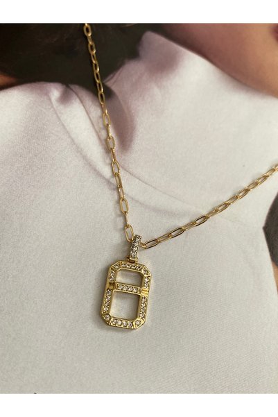 Pinery Jewels Minimal Rectangle Zircon Stone Stainless Steel Women's Necklace – Modern and Stylish Design